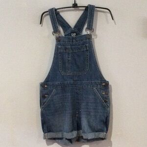 Gap Denim Bib Adjustable Strap Rolled Cuff Button Side Overalls Size 2